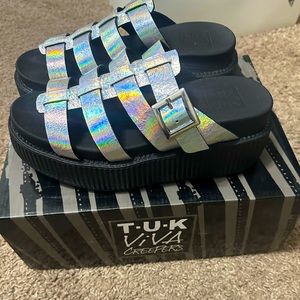 T.u.k tuk fisherman platform sandal Iridescent crinkle V9091L shoes